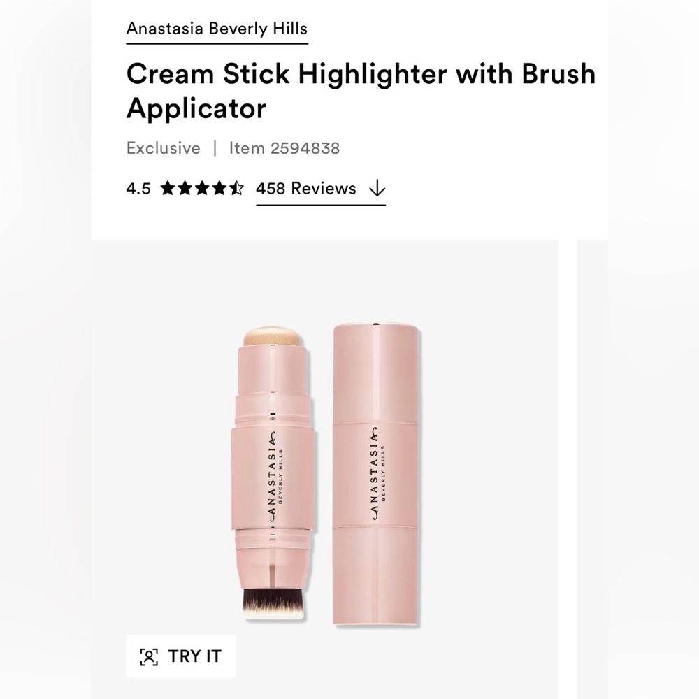 New Anastasia Beverly Hills Cream Stick Highlighter with Brush Applicator